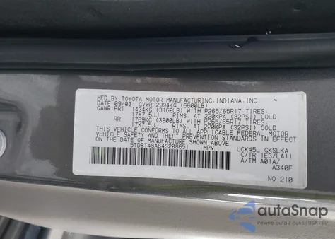 2004 Toyota Sequoia Limited V8 from USA, damaged, VIN 5TDBT48A64S208651